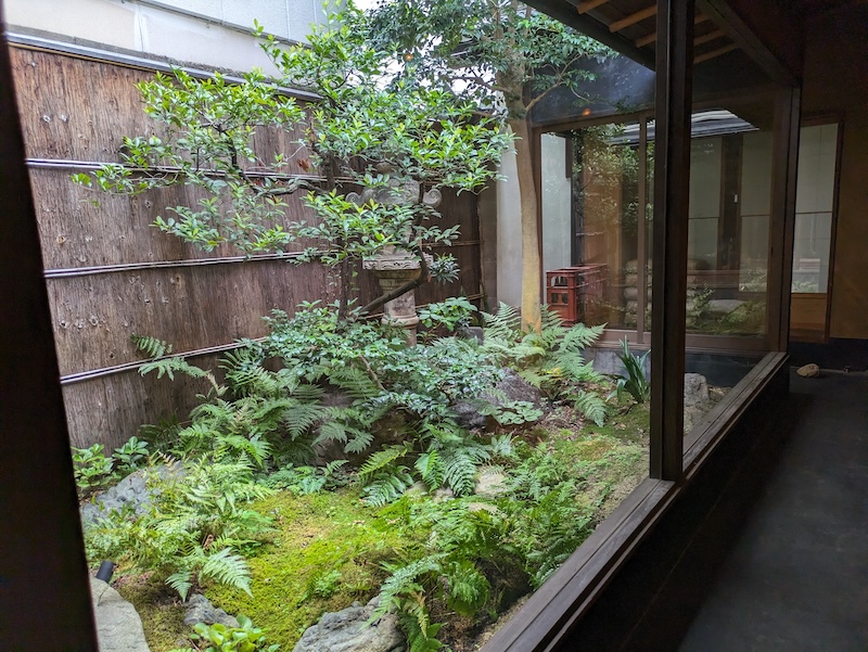 大きな窓から見える内庭