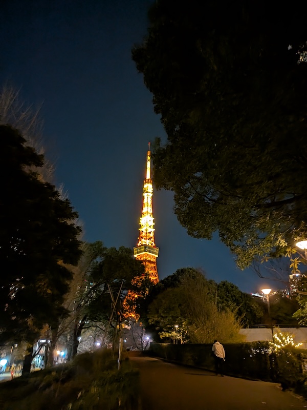 お店の近くから見える東京タワーの様子