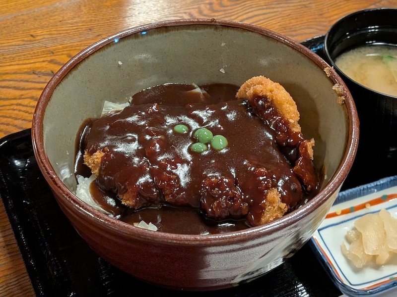 濃厚なソースがかかったデミカツ丼