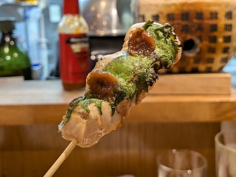 炭火でじっくり焼かれた焼き鳥