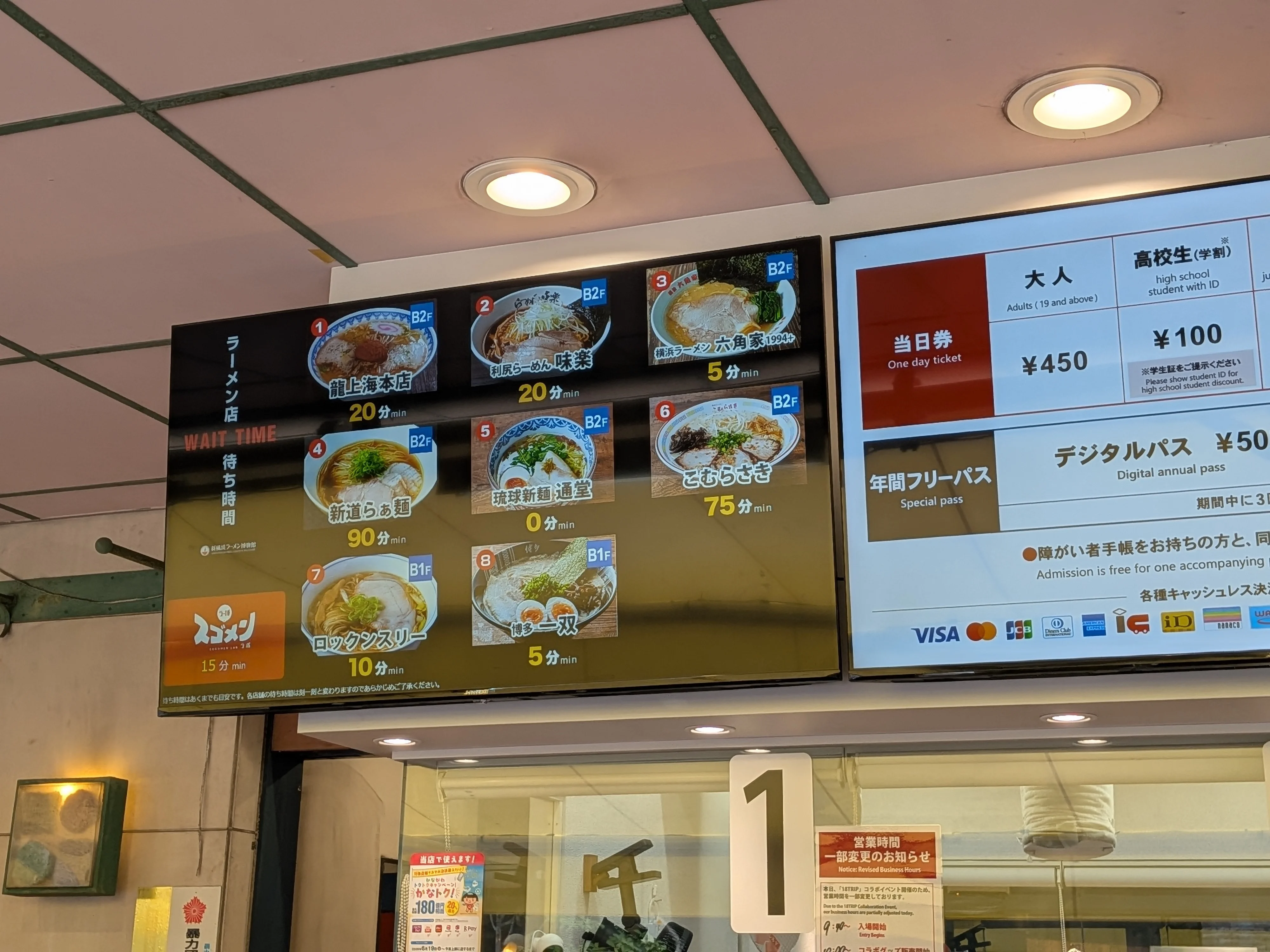 1階の待ち時間モニター